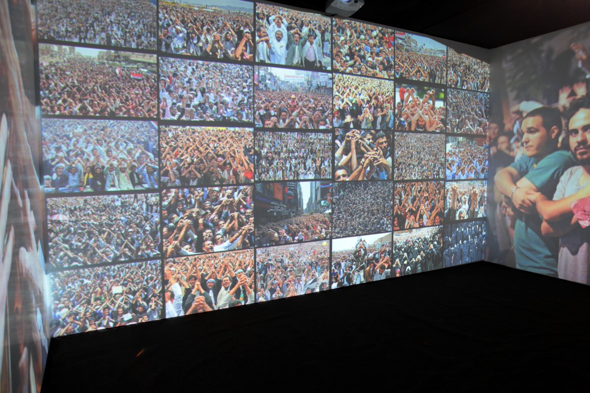 Claudia Sola, installation view of the film Two Fingers, 2012.