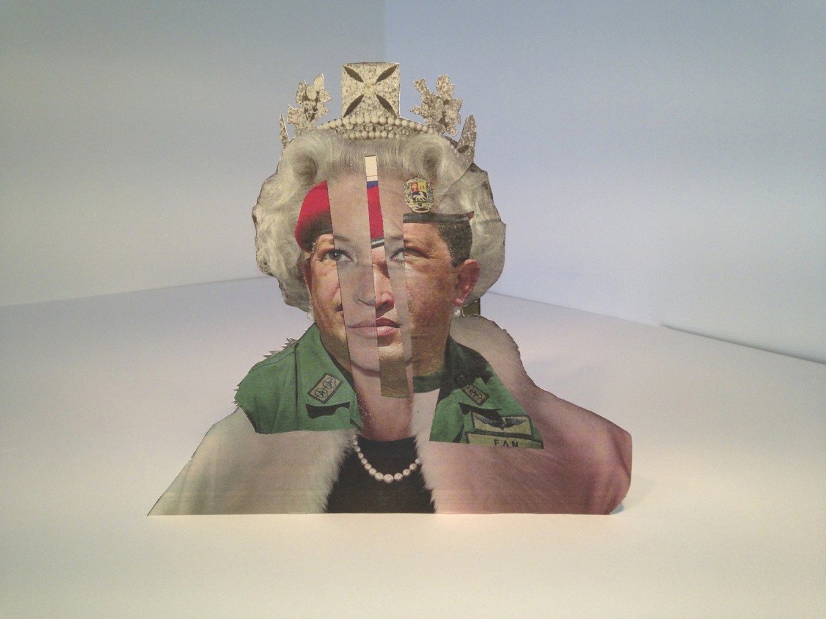 Sarah Tulloch, Chavez and Queen of Fashion Kate, The Guardian, 25th March 2013, from the series Newspaper Heads, Collage, 30cm x 33cm