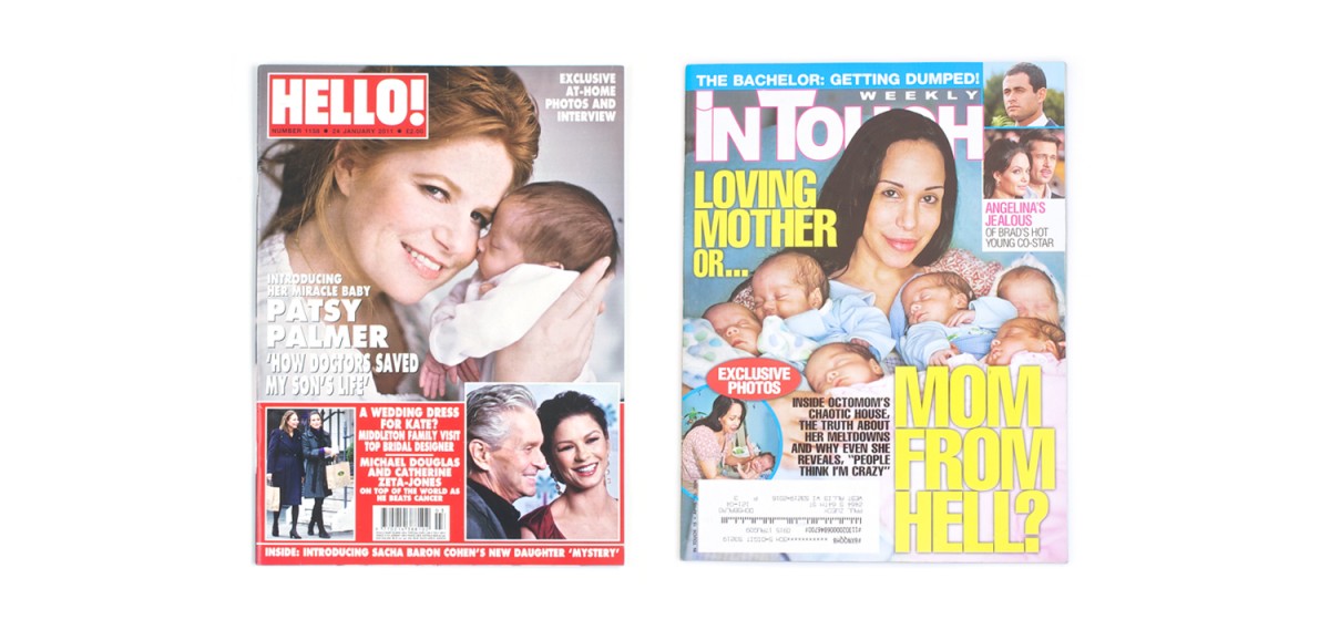 Covers of Hello and InTouch magazine